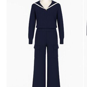 Pink Rose Sailor Collar Sweater & Pants Set XS